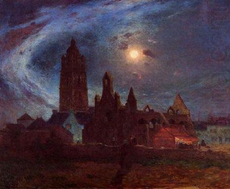 The Bourg-de-Batz Church under the Moon, unknow artist